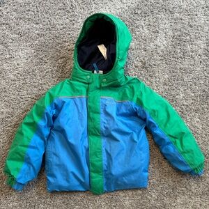 Patagonia 4T Green and Blue Hooded Jacket